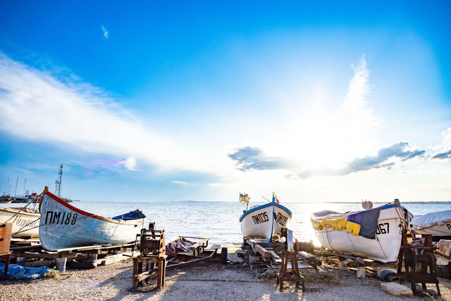 Traditional fishing boats along the Black Sea coast showcasing the maritime heritage of Chengene Skele