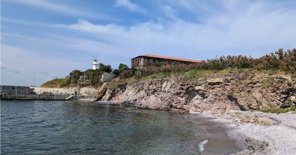 a beautiful side view of Saint Anastasia Island in the Black Sea