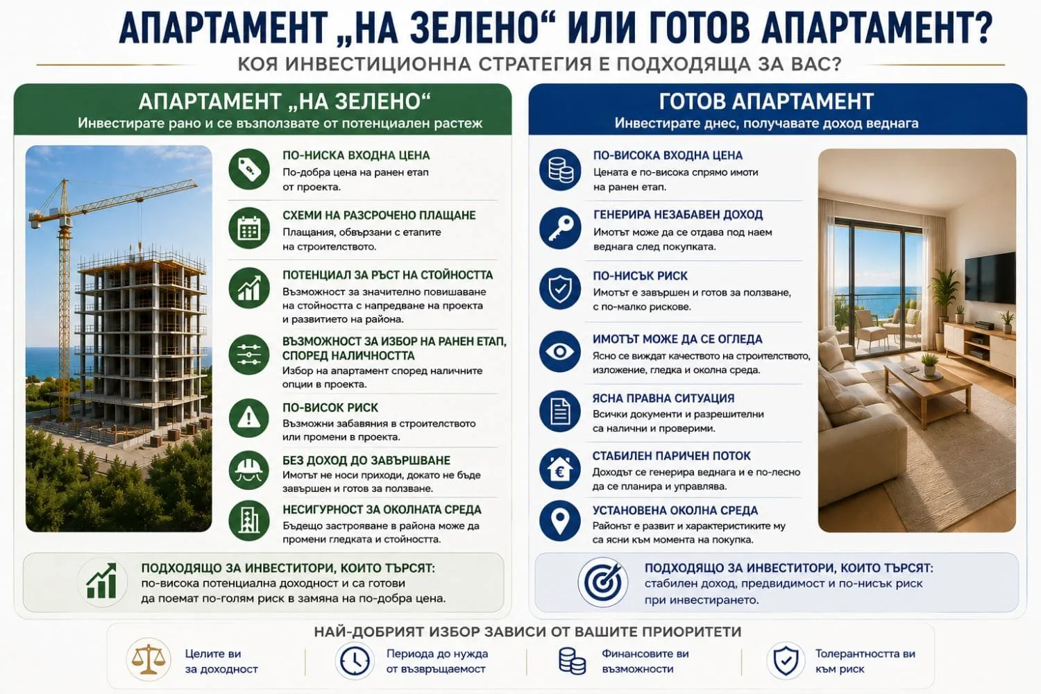 Апартамент на зелено или готов имот
