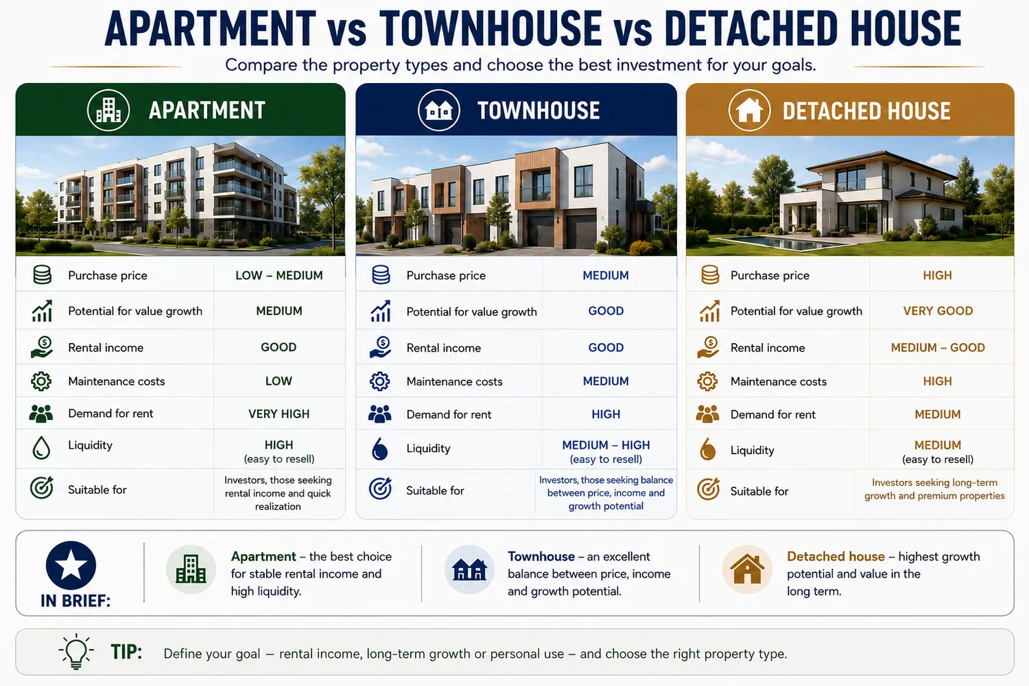 Which Property Type Should You Invest In Apartment Townhouse or Detached House