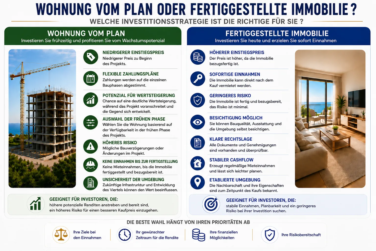 Wohnung vom Plan oder bereits fertiggestellte Immobilie
